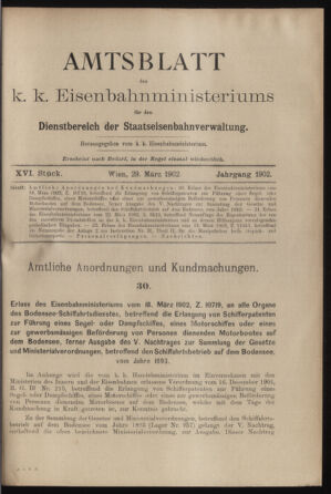 Verordnungs- und Anzeige-Blatt der k.k. General-Direction der österr. Staatsbahnen 19020329 Seite: 1