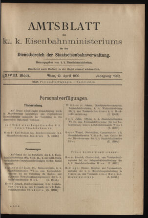 Verordnungs- und Anzeige-Blatt der k.k. General-Direction der österr. Staatsbahnen