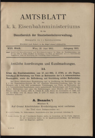 Verordnungs- und Anzeige-Blatt der k.k. General-Direction der österr. Staatsbahnen 19020628 Seite: 1