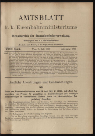 Verordnungs- und Anzeige-Blatt der k.k. General-Direction der österr. Staatsbahnen 19020705 Seite: 1