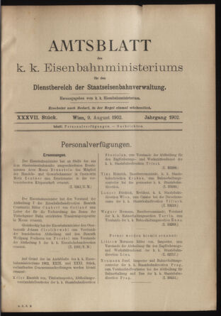 Verordnungs- und Anzeige-Blatt der k.k. General-Direction der österr. Staatsbahnen 19020809 Seite: 1