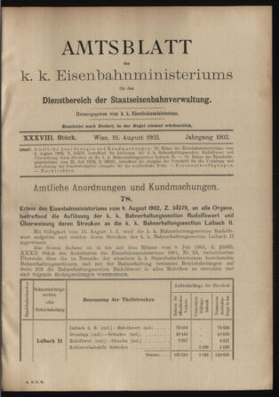 Verordnungs- und Anzeige-Blatt der k.k. General-Direction der österr. Staatsbahnen 19020816 Seite: 1