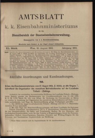 Verordnungs- und Anzeige-Blatt der k.k. General-Direction der österr. Staatsbahnen 19020830 Seite: 1