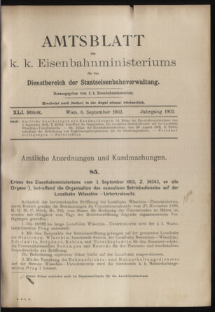 Verordnungs- und Anzeige-Blatt der k.k. General-Direction der österr. Staatsbahnen 19020906 Seite: 1