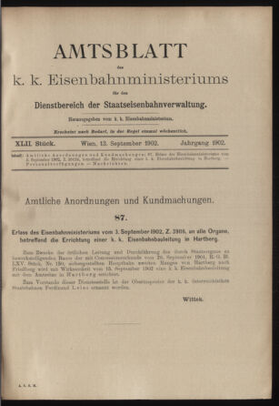 Verordnungs- und Anzeige-Blatt der k.k. General-Direction der österr. Staatsbahnen 19020913 Seite: 1