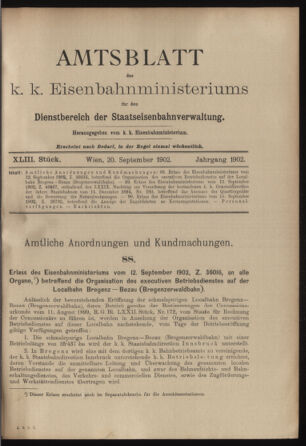 Verordnungs- und Anzeige-Blatt der k.k. General-Direction der österr. Staatsbahnen 19020920 Seite: 1