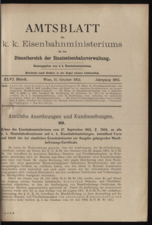 Verordnungs- und Anzeige-Blatt der k.k. General-Direction der österr. Staatsbahnen 19021011 Seite: 1