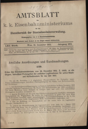 Verordnungs- und Anzeige-Blatt der k.k. General-Direction der österr. Staatsbahnen 19021230 Seite: 13