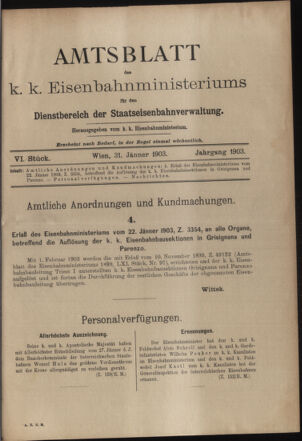 Verordnungs- und Anzeige-Blatt der k.k. General-Direction der österr. Staatsbahnen