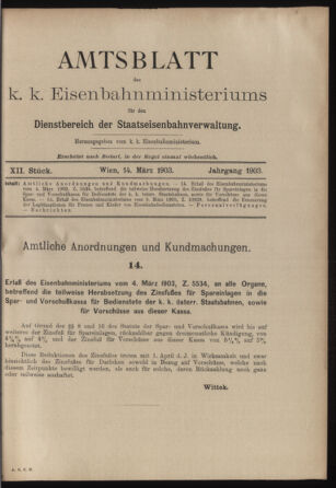 Verordnungs- und Anzeige-Blatt der k.k. General-Direction der österr. Staatsbahnen