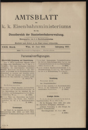 Verordnungs- und Anzeige-Blatt der k.k. General-Direction der österr. Staatsbahnen