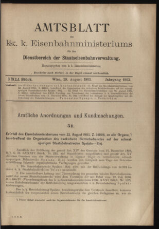 Verordnungs- und Anzeige-Blatt der k.k. General-Direction der österr. Staatsbahnen