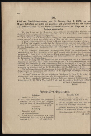 Verordnungs- und Anzeige-Blatt der k.k. General-Direction der österr. Staatsbahnen 19031121 Seite: 2