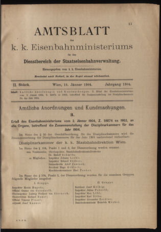 Verordnungs- und Anzeige-Blatt der k.k. General-Direction der österr. Staatsbahnen 19040114 Seite: 1