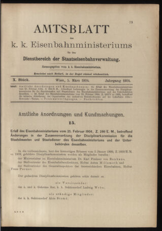 Verordnungs- und Anzeige-Blatt der k.k. General-Direction der österr. Staatsbahnen 19040305 Seite: 1