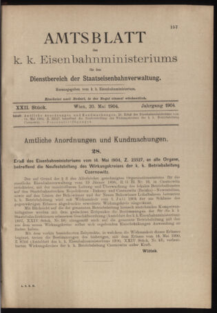 Verordnungs- und Anzeige-Blatt der k.k. General-Direction der österr. Staatsbahnen 19040520 Seite: 1