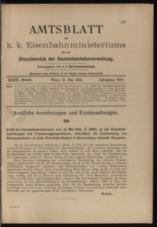 Verordnungs- und Anzeige-Blatt der k.k. General-Direction der österr. Staatsbahnen 19040521 Seite: 1