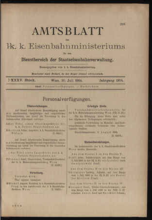 Verordnungs- und Anzeige-Blatt der k.k. General-Direction der österr. Staatsbahnen 19040730 Seite: 1