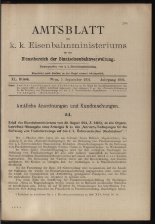 Verordnungs- und Anzeige-Blatt der k.k. General-Direction der österr. Staatsbahnen 19040903 Seite: 1