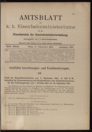 Verordnungs- und Anzeige-Blatt der k.k. General-Direction der österr. Staatsbahnen 19040917 Seite: 1