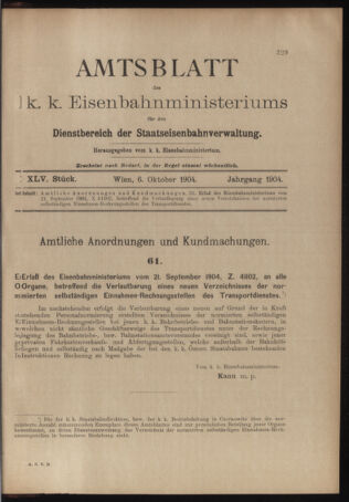 Verordnungs- und Anzeige-Blatt der k.k. General-Direction der österr. Staatsbahnen 19041006 Seite: 1