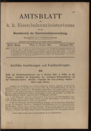 Verordnungs- und Anzeige-Blatt der k.k. General-Direction der österr. Staatsbahnen