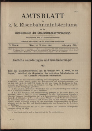 Verordnungs- und Anzeige-Blatt der k.k. General-Direction der österr. Staatsbahnen 19041029 Seite: 1