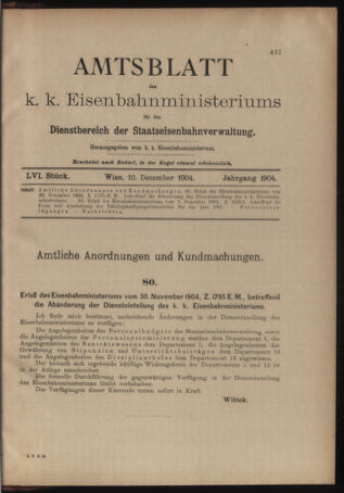 Verordnungs- und Anzeige-Blatt der k.k. General-Direction der österr. Staatsbahnen 19041210 Seite: 1