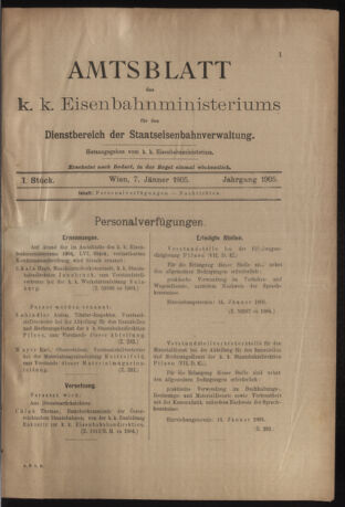 Verordnungs- und Anzeige-Blatt der k.k. General-Direction der österr. Staatsbahnen 19050107 Seite: 1