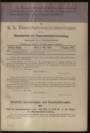 Verordnungs- und Anzeige-Blatt der k.k. General-Direction der österr. Staatsbahnen 19050502 Seite: 3