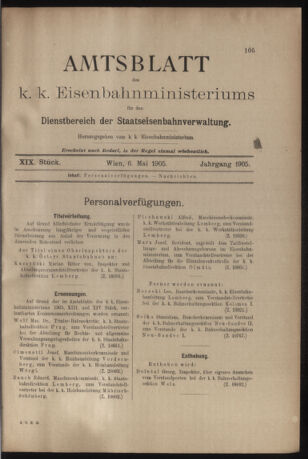 Verordnungs- und Anzeige-Blatt der k.k. General-Direction der österr. Staatsbahnen 19050506 Seite: 1