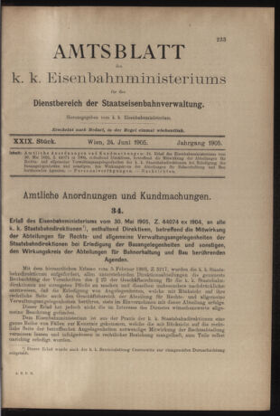 Verordnungs- und Anzeige-Blatt der k.k. General-Direction der österr. Staatsbahnen 19050624 Seite: 23