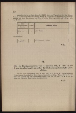 Verordnungs- und Anzeige-Blatt der k.k. General-Direction der österr. Staatsbahnen 19051121 Seite: 6