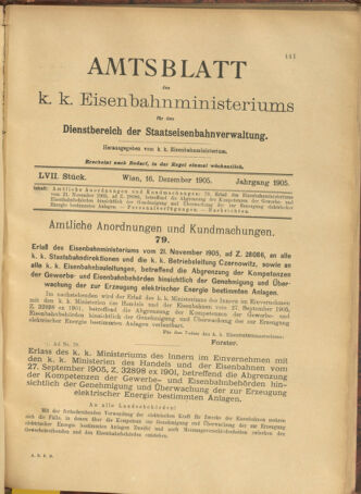 Verordnungs- und Anzeige-Blatt der k.k. General-Direction der österr. Staatsbahnen 19051216 Seite: 1