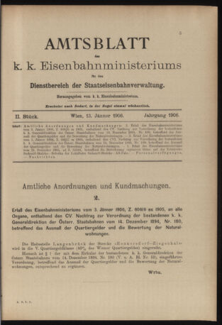 Verordnungs- und Anzeige-Blatt der k.k. General-Direction der österr. Staatsbahnen 19060113 Seite: 1