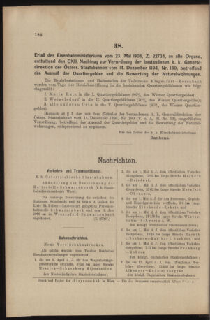 Verordnungs- und Anzeige-Blatt der k.k. General-Direction der österr. Staatsbahnen 19060529 Seite: 6