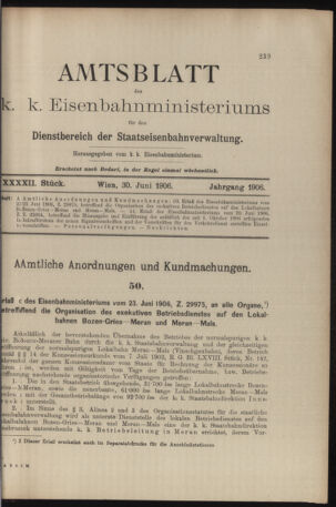 Verordnungs- und Anzeige-Blatt der k.k. General-Direction der österr. Staatsbahnen 19060628 Seite: 25