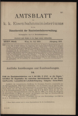 Verordnungs- und Anzeige-Blatt der k.k. General-Direction der österr. Staatsbahnen