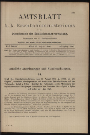 Verordnungs- und Anzeige-Blatt der k.k. General-Direction der österr. Staatsbahnen 19060818 Seite: 5