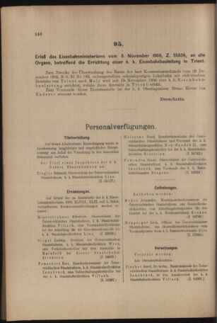 Verordnungs- und Anzeige-Blatt der k.k. General-Direction der österr. Staatsbahnen 19061117 Seite: 6