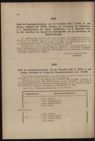 Verordnungs- und Anzeige-Blatt der k.k. General-Direction der österr. Staatsbahnen 19061207 Seite: 2