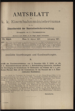 Verordnungs- und Anzeige-Blatt der k.k. General-Direction der österr. Staatsbahnen