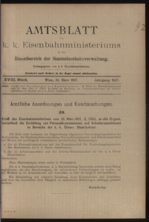 Verordnungs- und Anzeige-Blatt der k.k. General-Direction der österr. Staatsbahnen 19070330 Seite: 9