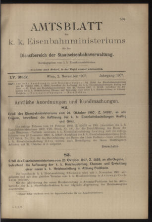 Verordnungs- und Anzeige-Blatt der k.k. General-Direction der österr. Staatsbahnen 19071102 Seite: 7