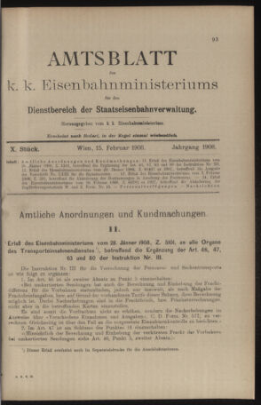 Verordnungs- und Anzeige-Blatt der k.k. General-Direction der österr. Staatsbahnen 19080215 Seite: 1