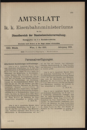 Verordnungs- und Anzeige-Blatt der k.k. General-Direction der österr. Staatsbahnen 19080502 Seite: 1