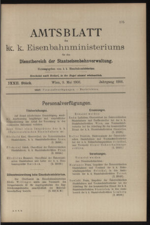 Verordnungs- und Anzeige-Blatt der k.k. General-Direction der österr. Staatsbahnen 19080509 Seite: 1