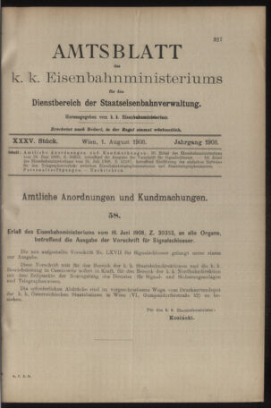 Verordnungs- und Anzeige-Blatt der k.k. General-Direction der österr. Staatsbahnen