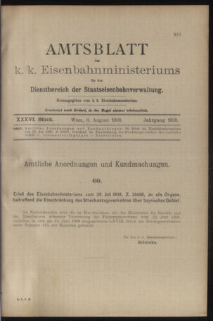 Verordnungs- und Anzeige-Blatt der k.k. General-Direction der österr. Staatsbahnen 19080808 Seite: 1