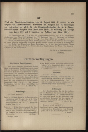 Verordnungs- und Anzeige-Blatt der k.k. General-Direction der österr. Staatsbahnen 19080822 Seite: 9